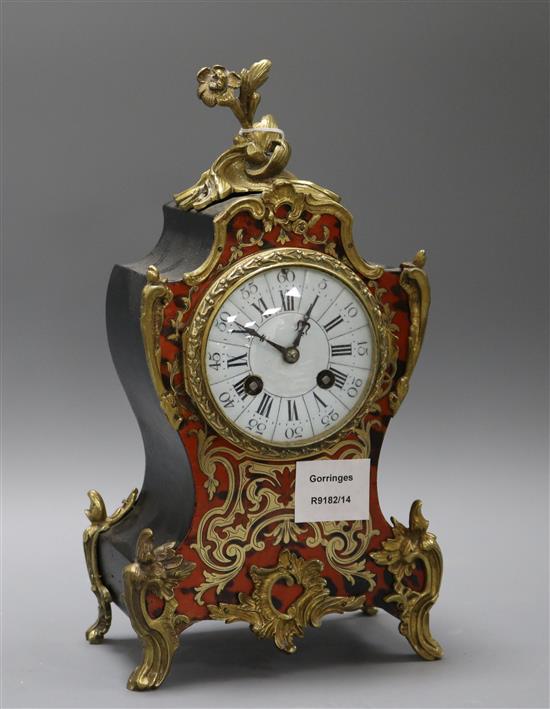 A Louis XV style gilt metal and boulle cased eight day mantel clock height 30cm